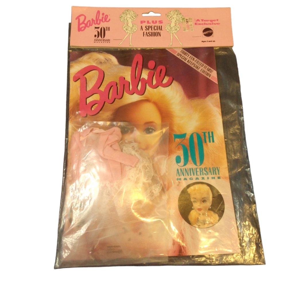 Barbie 30th Anniversary Mattel Exclusive Magazine with Barbie Dress‎